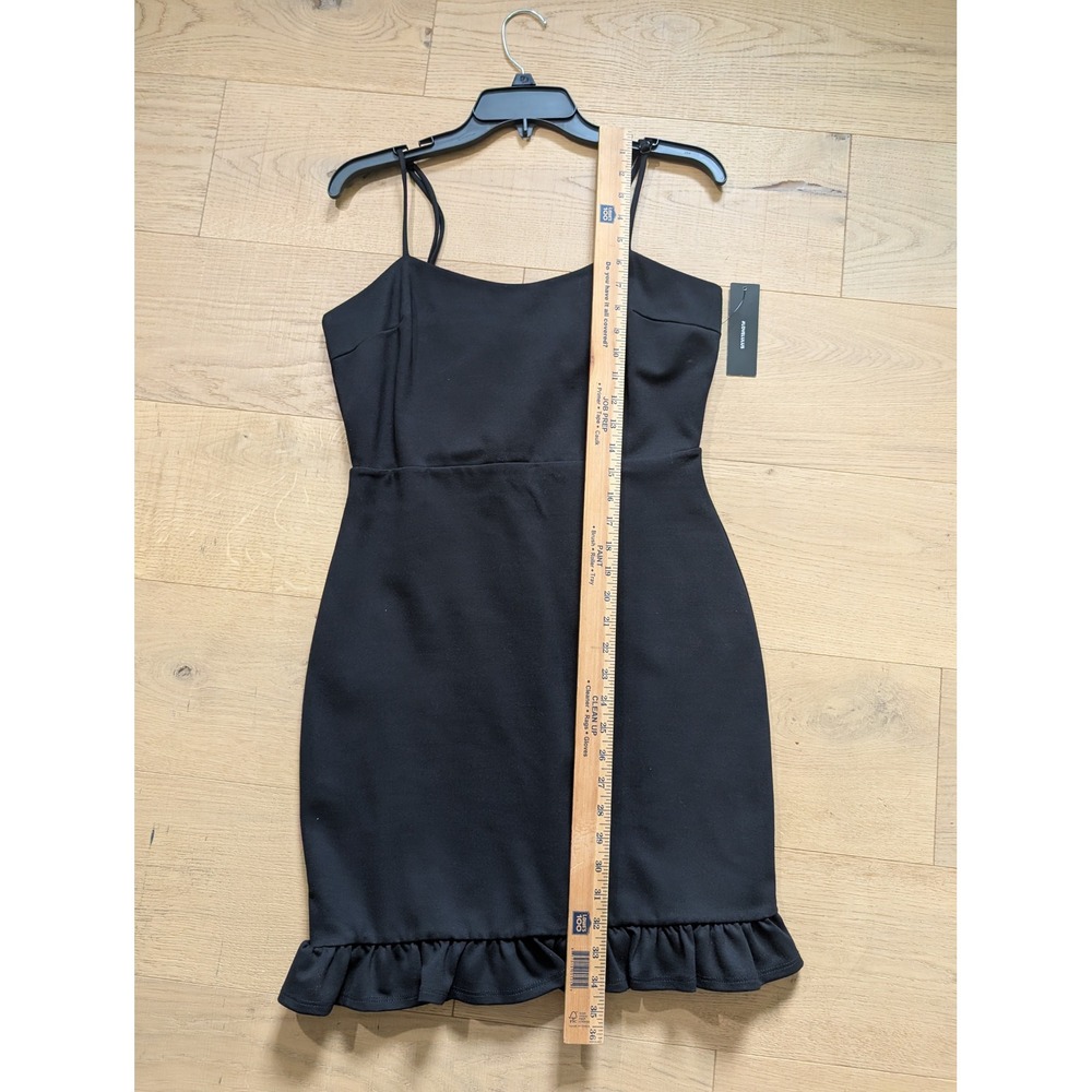 Lulus Little Black Mini Dress‎ Ruffle Hem Bodycon Spaghetti Strap Party size L - Picture 6 of 8